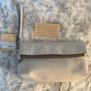 Patricia Nash Latte Embossed Leather Wristlet Clutch
